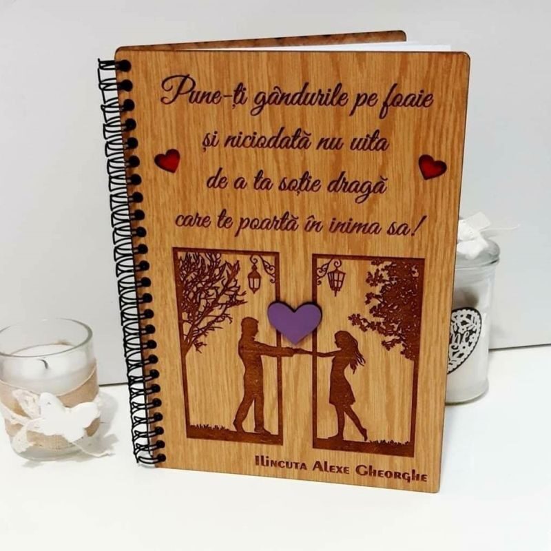  Agenda de lemn personalizata "Sotie draga"
